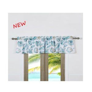Coastal Home Fashions Seashells  | Turquoise & White Valance NWT/NEW!